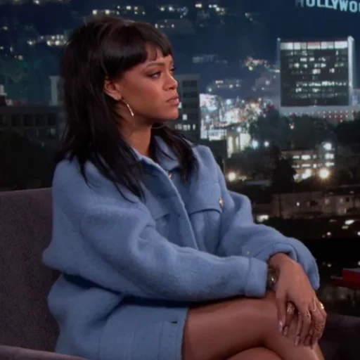 wanita, manusia, wanita muda, gadis besar, rihanna dan jimmy kimmel