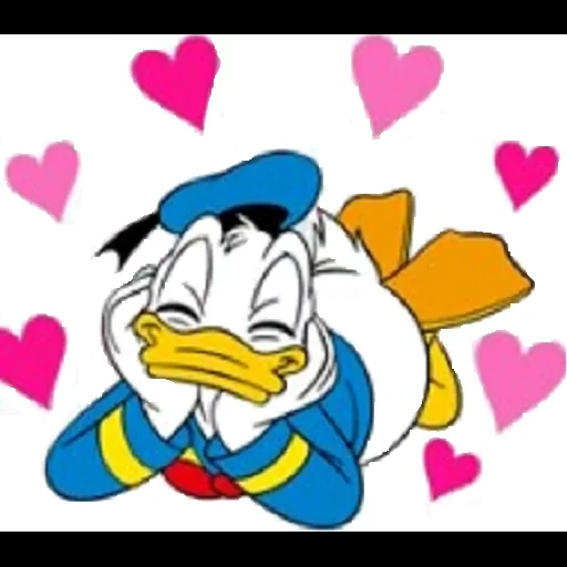 donald, donald duck, le baiser de donald duck, donald duck craignant, donald duck est amoureux