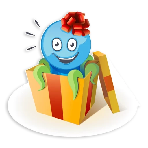 игрушка, счастливый, персонаж подарком, мульт подарок синего цвета