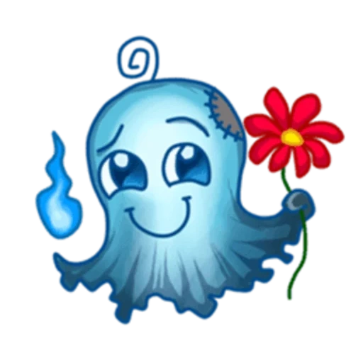 осьминог, синяя медуза, голубой осьминог, мультяшек морские медузы