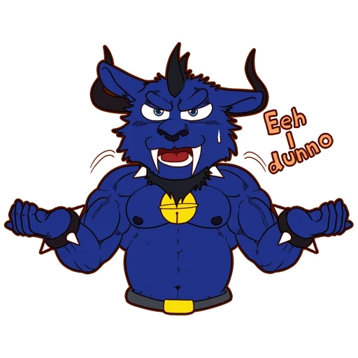 аниме, персонаж, минотавр mlp, синий носорог, зверь супергерой
