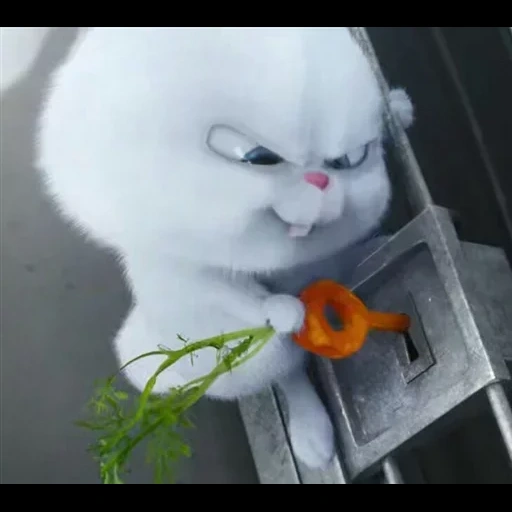 el conejo está enojado, bola de nieve de conejo, pequeña vida de mascotas conejo, bola de nieve la última vida de las mascotas, la vida secreta de las mascotas es el conejo malvado