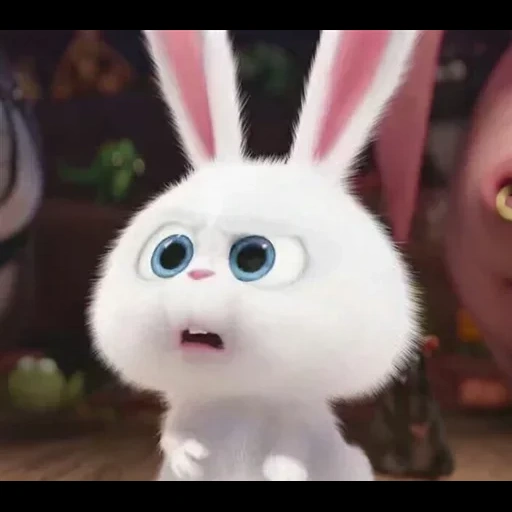 boule de neige de lapin, la vie secrète des animaux de compagnie kro, petite vie des animaux de compagnie lapin, lapin snowball secret life of home 2, caricaturé lapin secret life of pets