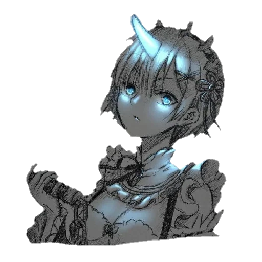 re zero rem, ray zero rem, anime sketch, anime picture, cartoon character