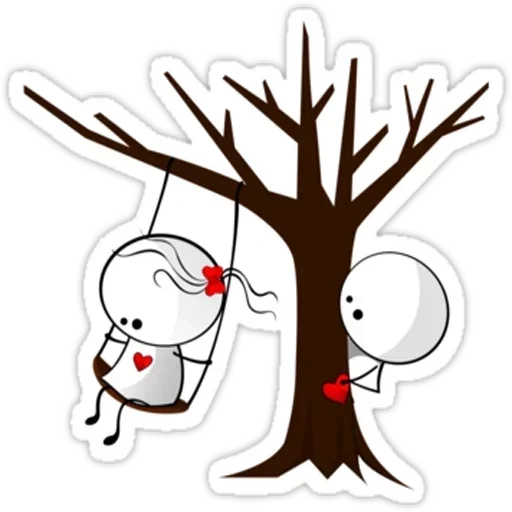 дерево, клипарт, way to m two, грустное дерево рисунок, дерево сердечками птичками