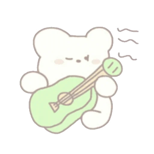 dessin de kawai, icône de guitare, un joli motif, ours moka au lait, simao ba mao super doux