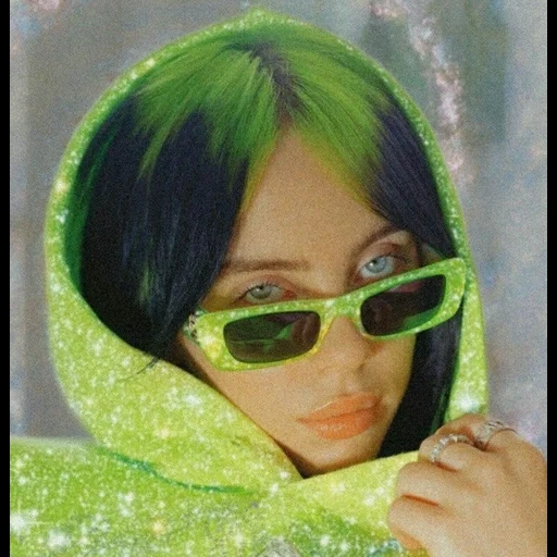 green hair, sunglasses, зеленые волосы, девушка зеленых очках, billie eilish photoshoot 2020