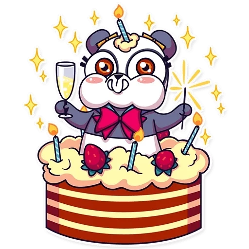 happy birthday cute, happy birthday with panda, joyeux anniversaire carte postale vectorielle