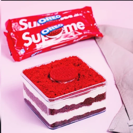 cake, lid, dessert, dessert cake, red box dessert