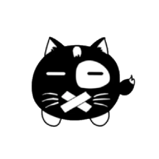 cat, cat symbol, cat black, seal sticker, the smiling face of the black cat is sapp