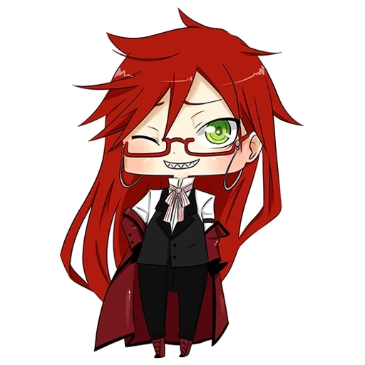 grell demon, grell sutcliff chibi, dark butler grell, dark butler grell sutcliffe, dark butler grell sutcliff chibi