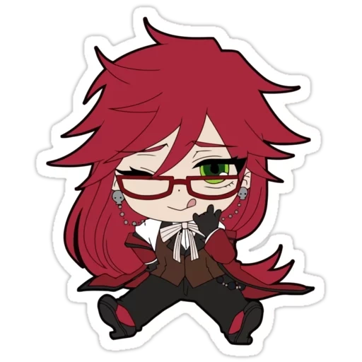 grell, grell chibi, grell sutcliff chibi, dark butler grell chibi, dark butler grell sutcliffe