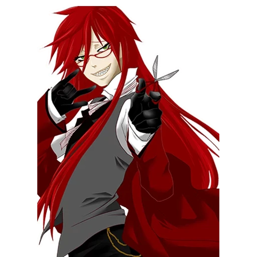 grell, grell sutcliffe, grell sutcliff art, grell sutcliffe butter, dark butler characters grell sutcliffe