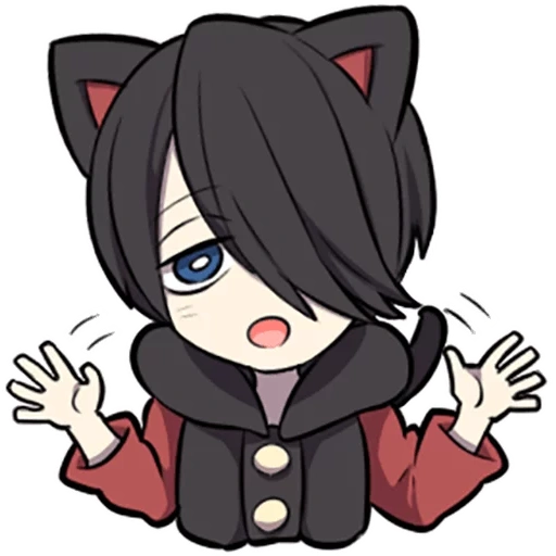 chibi, chibi uchiko, black kitten, anime charaktere