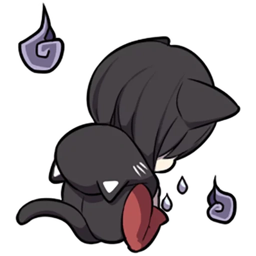 chibi, chibi art, black kitten