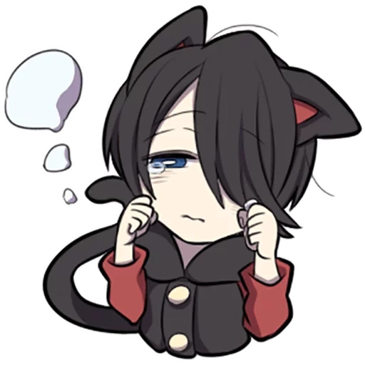 chibi, immagine, anime chibi, gattino nero