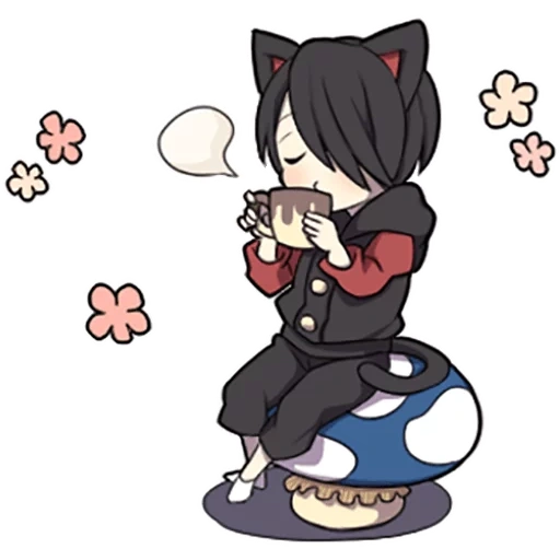chibi, black kitten, tokoh tebing merah, karakter anime, karakter anime chibi