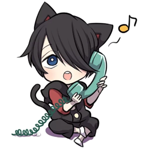 chibi, black kitten, personnages d'anime, chibi anime personnages