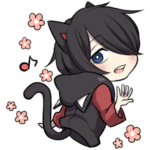 chibi, chibi noko, black kitten, karakter anime chibi