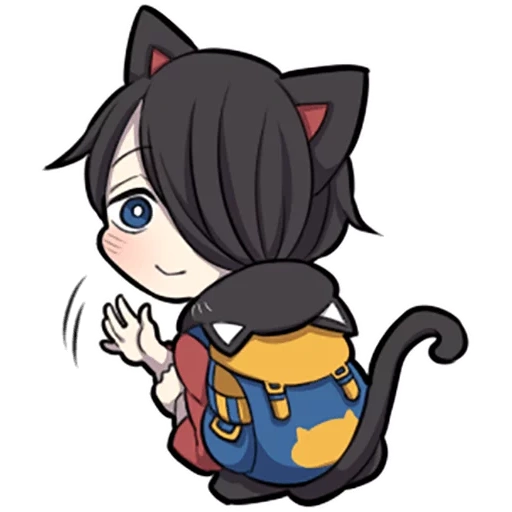 chibi, black kitten, chibi characters anime