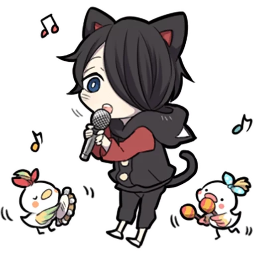 chibi, noko chibi, black kitten, chibi anime charakter
