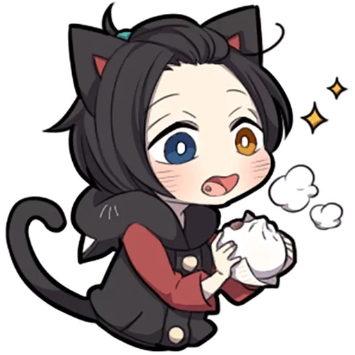 animação, black kitten, personagem chibi, gato preto 007, personagem de anime chibi