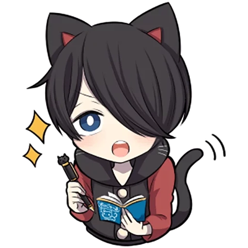 аниме, black kitten