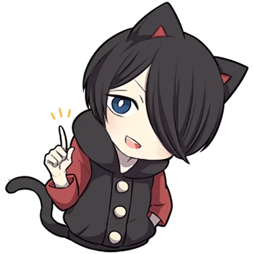 chibi neizi, black kitten, karakter anime