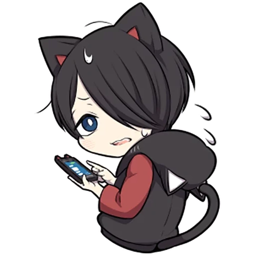 abb, chibi uchiko, black kitten, chibi anime charakter