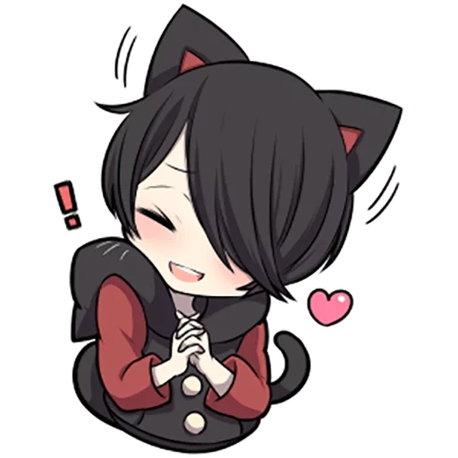 neko, figura, black kitten, personagem de anime, personagem de anime chibi