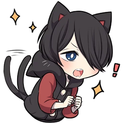 anime, chibi some, black kitten