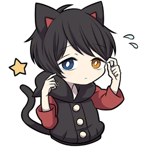 neko, picture, some anime, black kitten