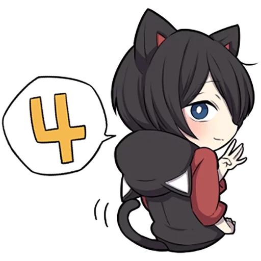 anime, black kitten