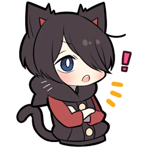 chibi, anime, black kitten, tokoh tebing merah