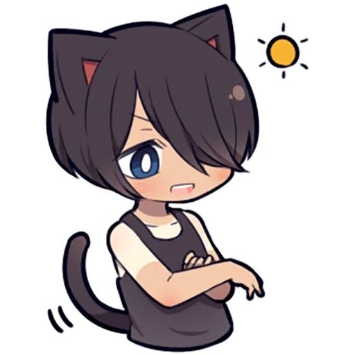 chibi, diagram, chibi noko, black kitten, anime chibi guy