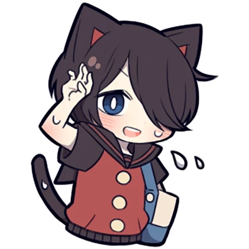chibi, karakter, anime chibi, black kitten