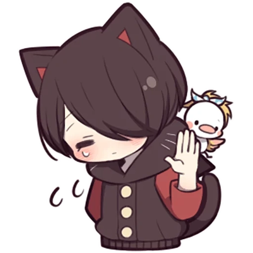 chibi, anime, chibi uchiko, black kitten