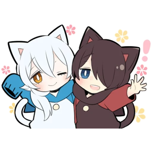 chibi tomoe, ash kitten, white kitten, anime characters, orange kitten sazi