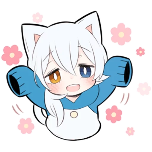 shiro neko, ash kitten, anime art, white kitten