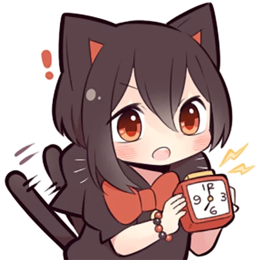 anime kawai, black kitten, anime is not chan