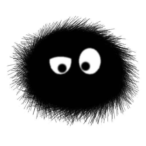 the eyes are black, black chernushki, black lump with eyes, black lump with eyes, black fluffs without a background