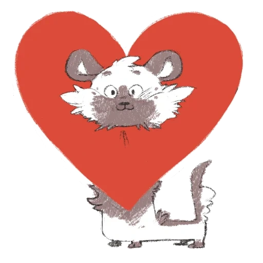 gato, enamorado, el mouse es un corazón, cerdo un corazón, ratas de san valentín