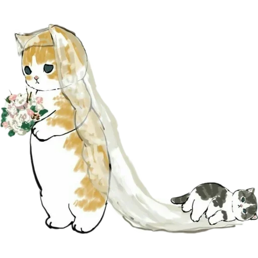 cat art, cat painting, by mofu_sand, illustrated cat, cute cat pattern