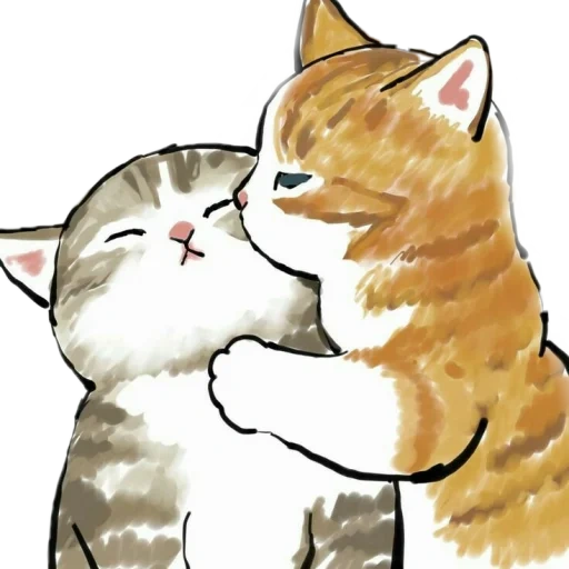 mofusand котики, mofu sand котики, иллюстрация кошка, рисунки милых котиков, рисунки животных милые