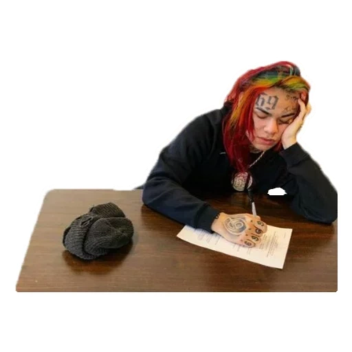 people, female, businesswoman, 6ix9ine back table, red-haired businesswoman