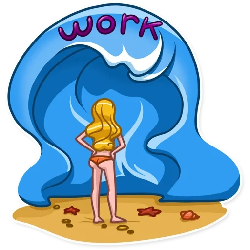 vacation, mermaid, cartoon girl surfer, girl serfa sea drawing