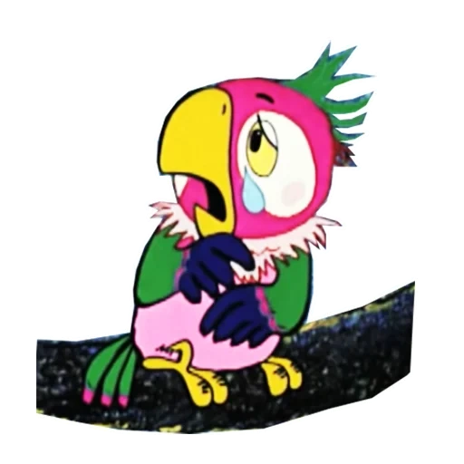 papagaio kaisha, papagaio kaisha está triste, personagem de cache de papagaio, o papagaio ondulante retorna