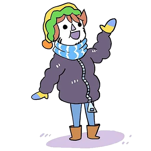 anime, children in winter, illustration, comics andermic, cartoon winter clothes
