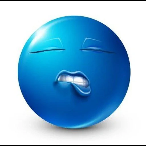 sorriso blu, smiley è blu, grandi sorrisi, emoticon divertenti, smiley con un labbro increspato