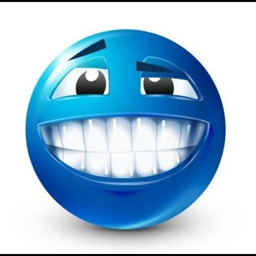 sourire bleu, émoticônes bleues, smiley bleu rit, blue smiley est en colère, blue souriant souriant